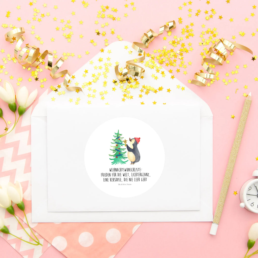 Rund Aufkleber Pinguin Weihnachtsbaum Aufkleber, Kinder, Etikett, Sticker, rund, Winter, Weihnachten, Weihnachtsdeko, Nikolaus, Advent, Heiligabend, Wintermotiv, Pinguin