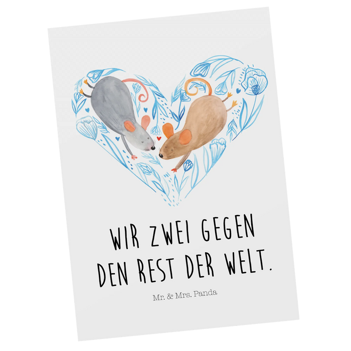 Postkarte Mäuse Herz