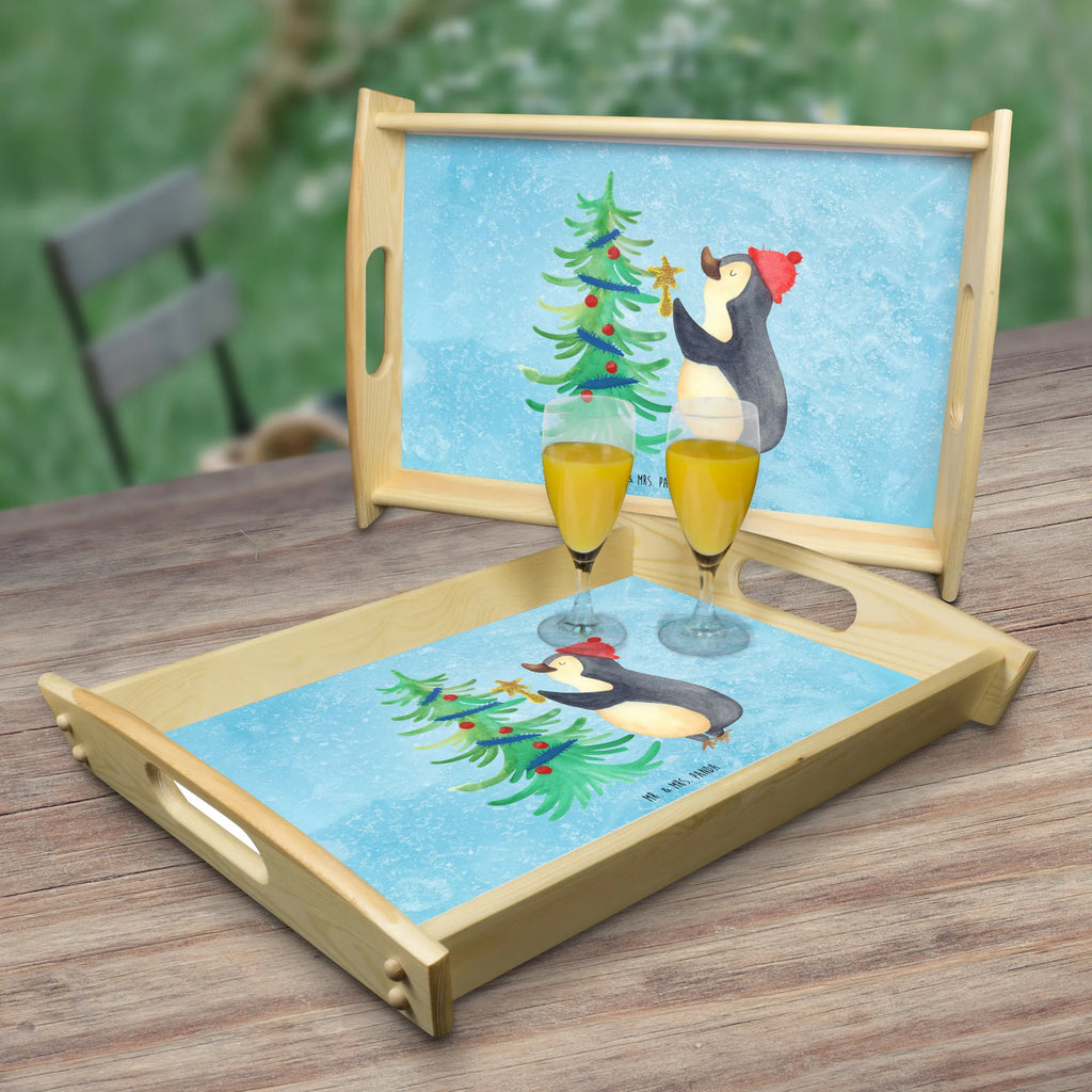 Serviertablett Pinguin Weihnachtsbaum Tablett, Frühstückstablett, Dekotablett, Küchentablett, Serviertablett, Holztablett, Winter, Weihnachten, Weihnachtsdeko, Nikolaus, Advent, Heiligabend, Wintermotiv, Pinguin