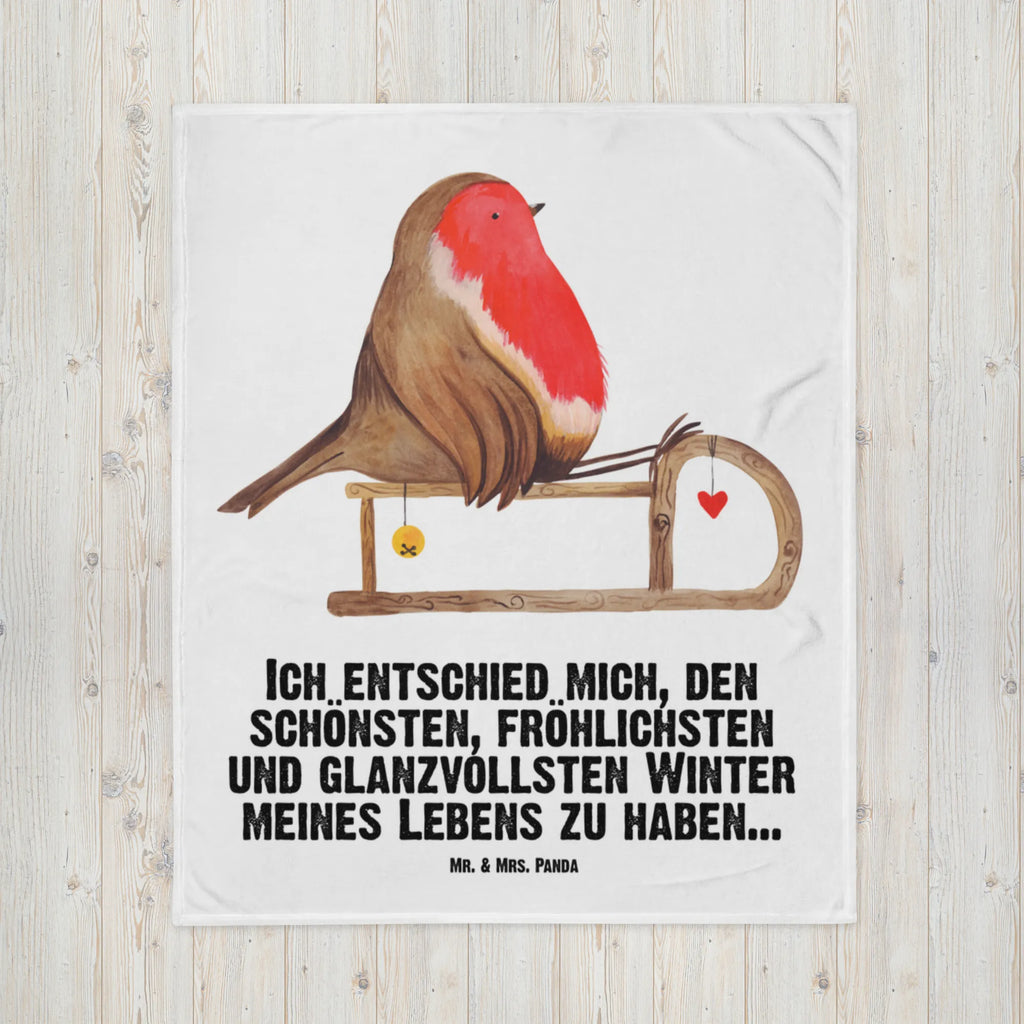 Kocyk dla niemowląt rudzik sanki Krabbeldecke, Babydecke, Babygeschenk, Babyecke Kuscheldecke, Geschenk Geburt, Winter, Weihnachten, Weihnachtsdeko, Nikolaus, Advent, Heiligabend, Wintermotiv, Vogel, Schlitten