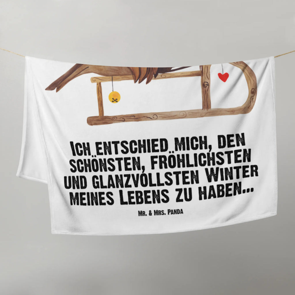 Kocyk dla niemowląt rudzik sanki Krabbeldecke, Babydecke, Babygeschenk, Babyecke Kuscheldecke, Geschenk Geburt, Winter, Weihnachten, Weihnachtsdeko, Nikolaus, Advent, Heiligabend, Wintermotiv, Vogel, Schlitten