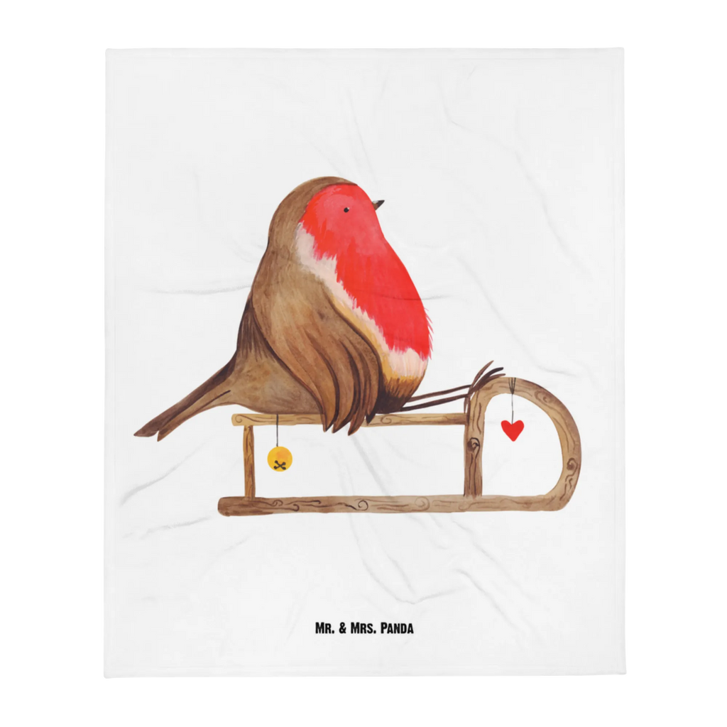 Kocyk dla niemowląt rudzik sanki Krabbeldecke, Babydecke, Babygeschenk, Babyecke Kuscheldecke, Geschenk Geburt, Winter, Weihnachten, Weihnachtsdeko, Nikolaus, Advent, Heiligabend, Wintermotiv, Vogel, Schlitten