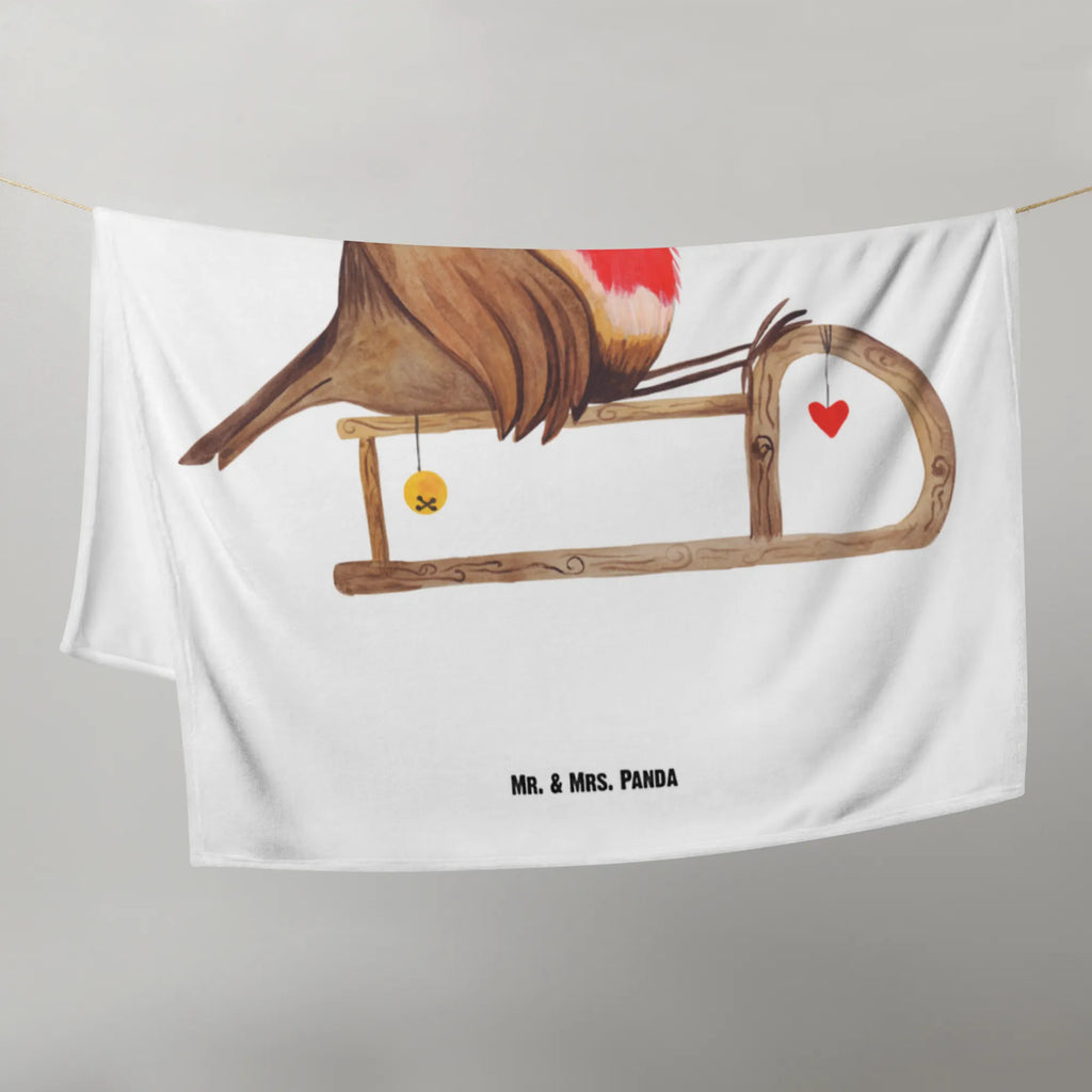 Kocyk dla niemowląt rudzik sanki Krabbeldecke, Babydecke, Babygeschenk, Babyecke Kuscheldecke, Geschenk Geburt, Winter, Weihnachten, Weihnachtsdeko, Nikolaus, Advent, Heiligabend, Wintermotiv, Vogel, Schlitten