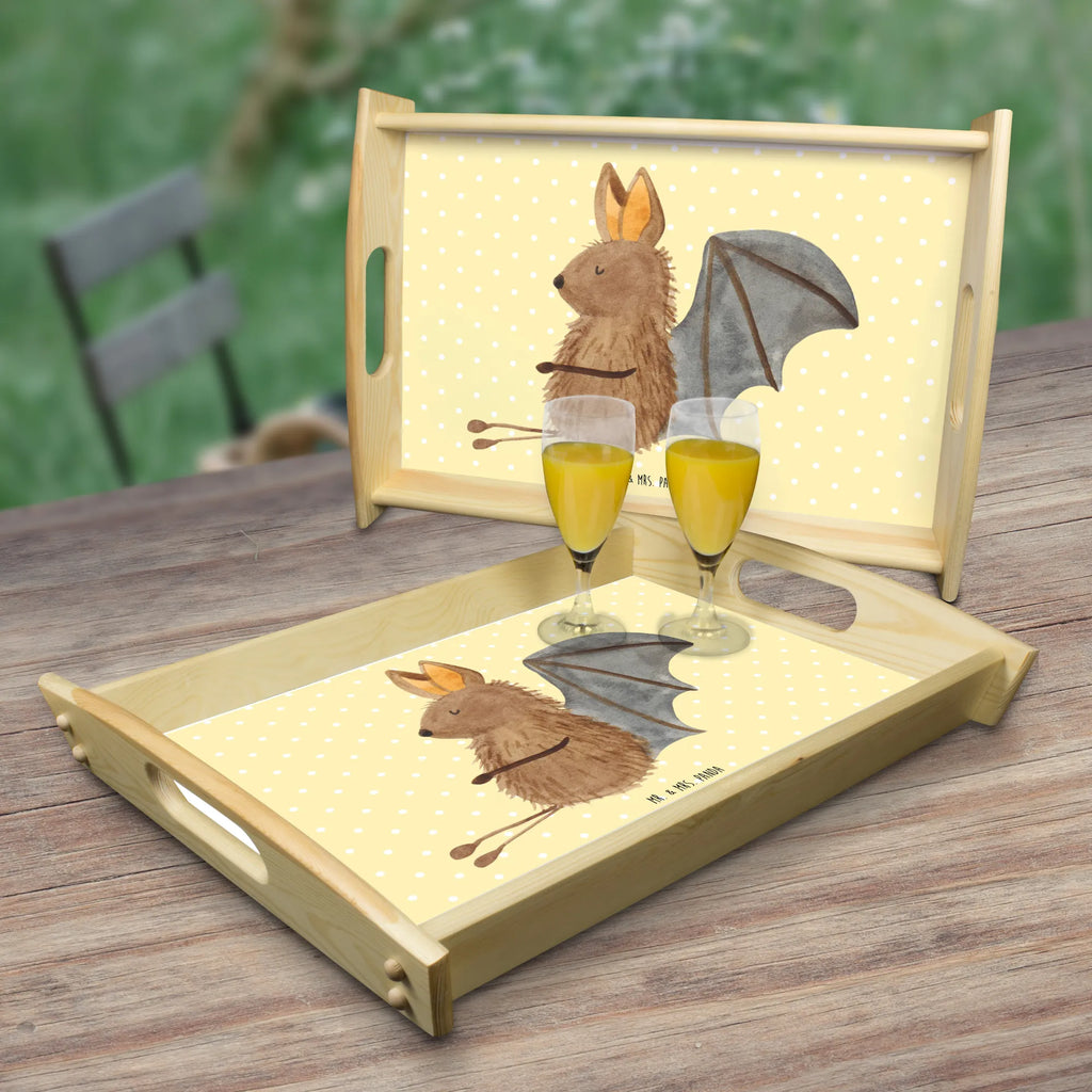 Serviertablett Fledermaus sitzend Dekotablett, Holztablett, Frühstückstablett, Küchentablett, Tablett, Serviertablett, Tiermotive, Gute Laune, lustige Sprüche, Tiere, Motivation, Fledermäuse, entspannen, Fledermaus