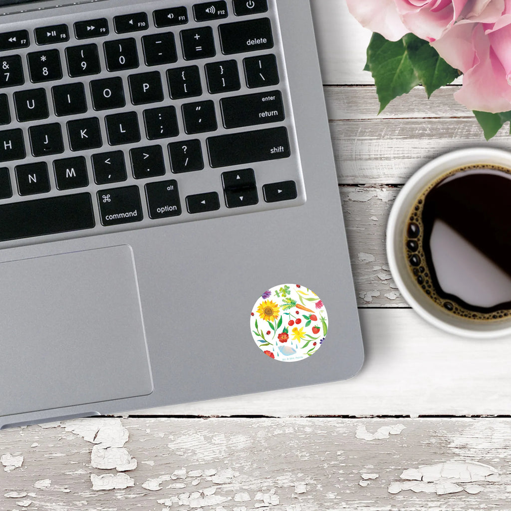 120mm okrągła naklejka Lato Dekoracje kwiatowe, dekoracje wiosenne, dekoracje letnie, dekoracja, pozytywna wiadomość, miłośnik natury, na zewnątrz, natura, przygoda