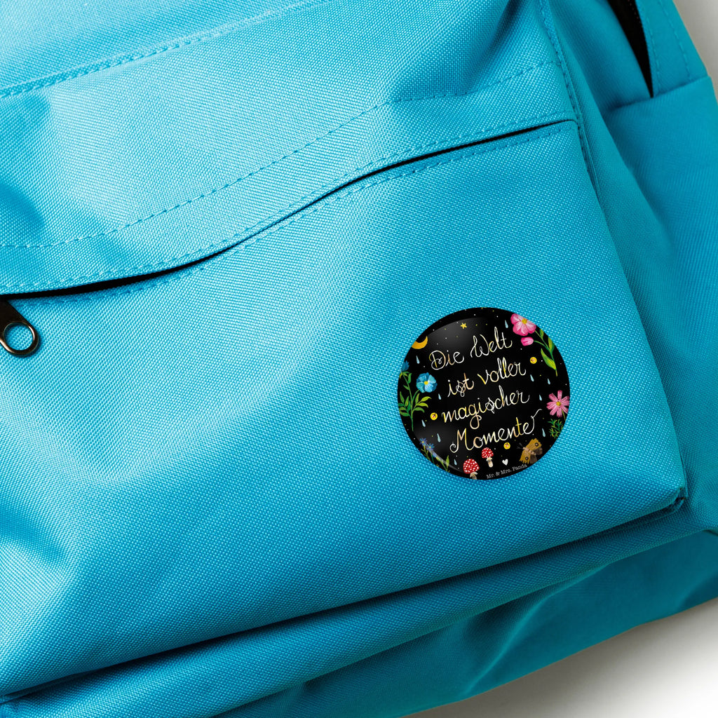 Button Magic World 50mm Button, Lapel Pin, Button, Pin, Nature, joy of life, love, Magic moments, saying beautiful, night, saying positive, black, wisdom, magic, motivation, flowers