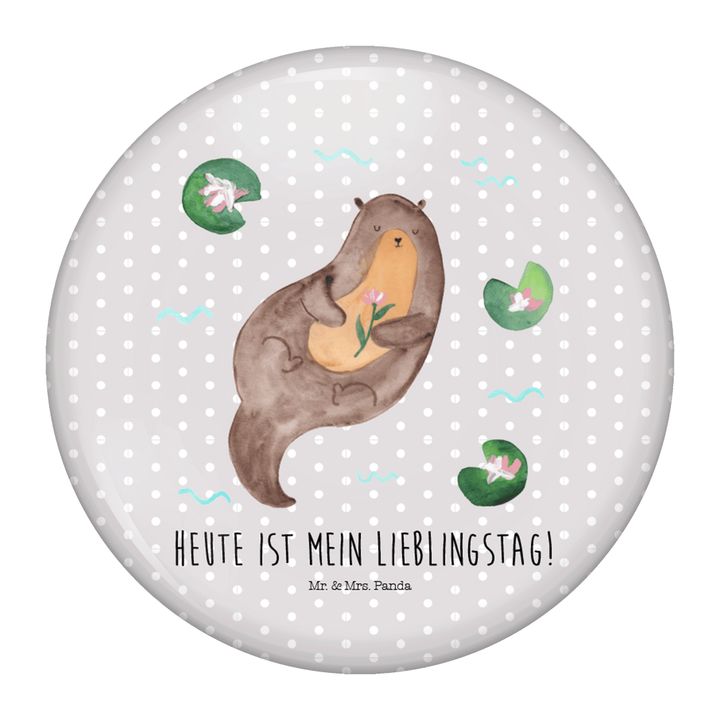 Button Otter mit Seerose 50mm Button, Button, Pin, Anstecknadel, Otter, Fischotter, Seeotter, Otter Seeotter See Otter