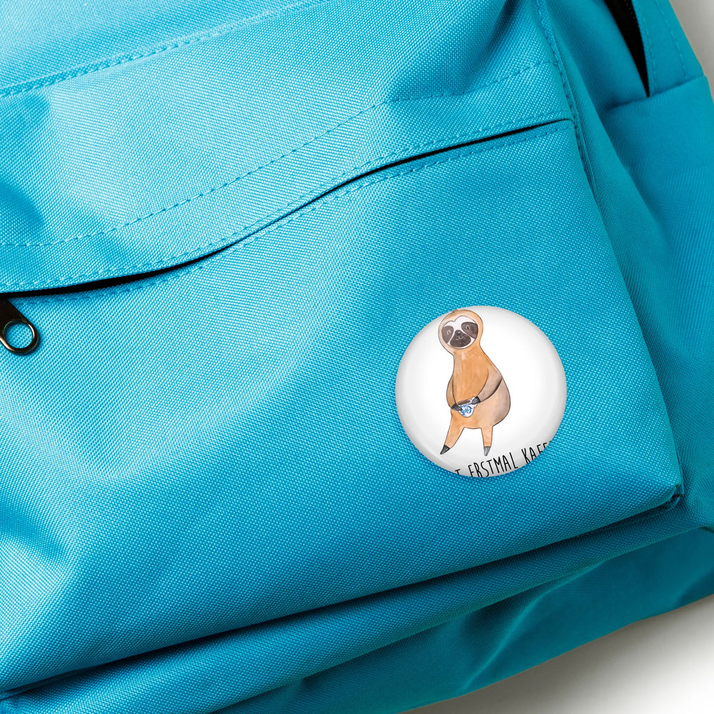 Button sloth Coffee Lapel Pin, Pin, 50mm Button, Button, Sloth, sloth, trend animal, early riser, coffee cup, first coffee, coffee, morning grumbler, lazy, connoisseur, favourite animal