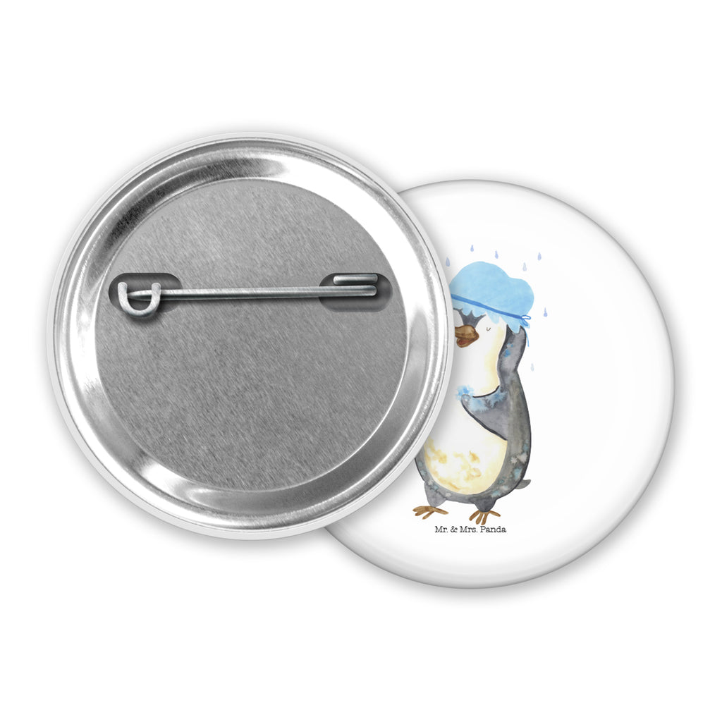 Button Pinguin duscht 50mm Button, Button, Pin, Anstecknadel, Pinguin, Pinguine, Dusche, duschen, Lebensmotto, Motivation, Neustart, Neuanfang, glücklich sein