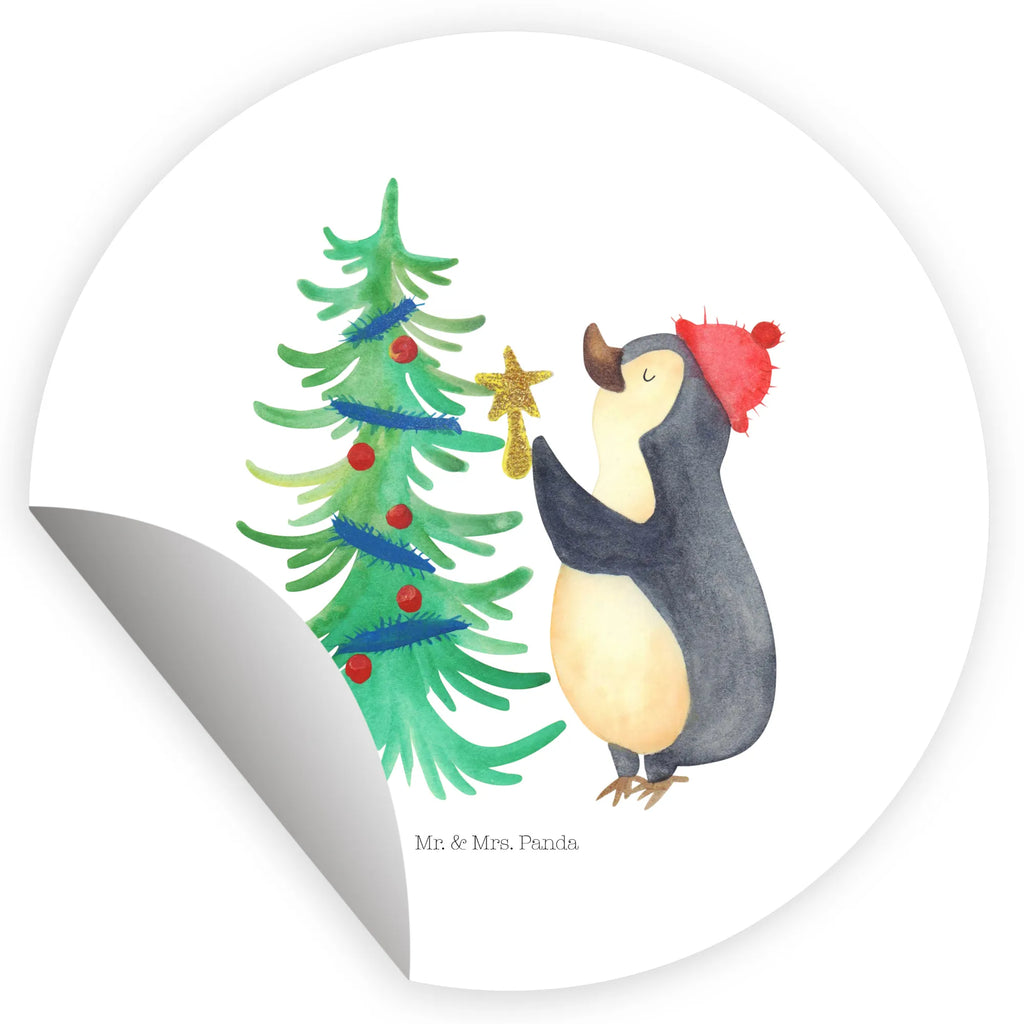 Rund Aufkleber Pinguin Weihnachtsbaum Aufkleber, Kinder, Etikett, Sticker, rund, Winter, Weihnachten, Weihnachtsdeko, Nikolaus, Advent, Heiligabend, Wintermotiv, Pinguin