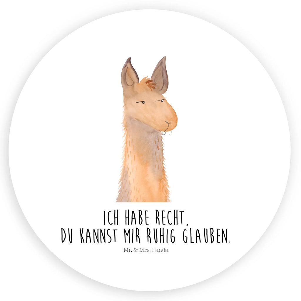 Rund Aufkleber Lamakopf genervt Sticker, Aufkleber, Etikett, Lama, Alpaka, Lamas, Recht haben, genervt sein, Freundin, beste Freundin, Partnerin, Büro, Büroalltag, Chef, Chefin, Azubi