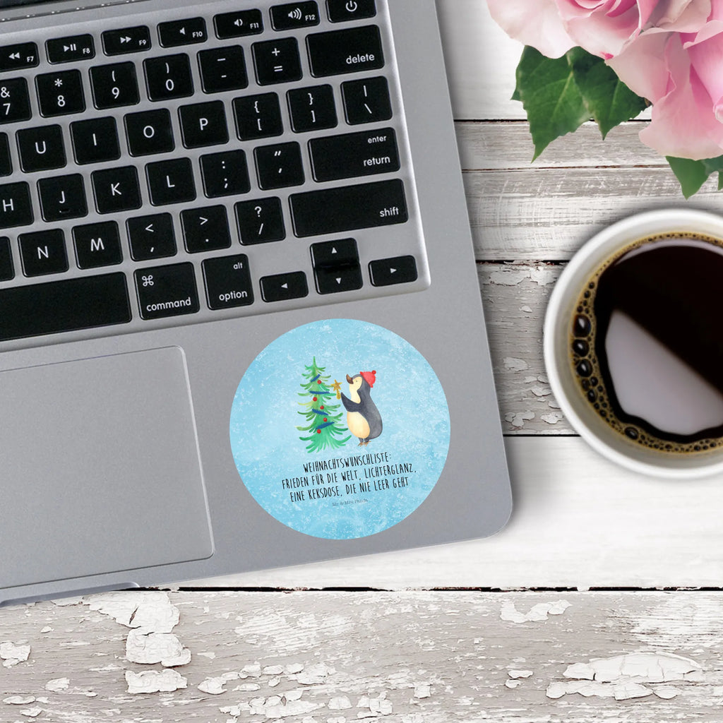 Rund Aufkleber Pinguin Weihnachtsbaum Aufkleber, Kinder, Etikett, Sticker, rund, Winter, Weihnachten, Weihnachtsdeko, Nikolaus, Advent, Heiligabend, Wintermotiv, Pinguin