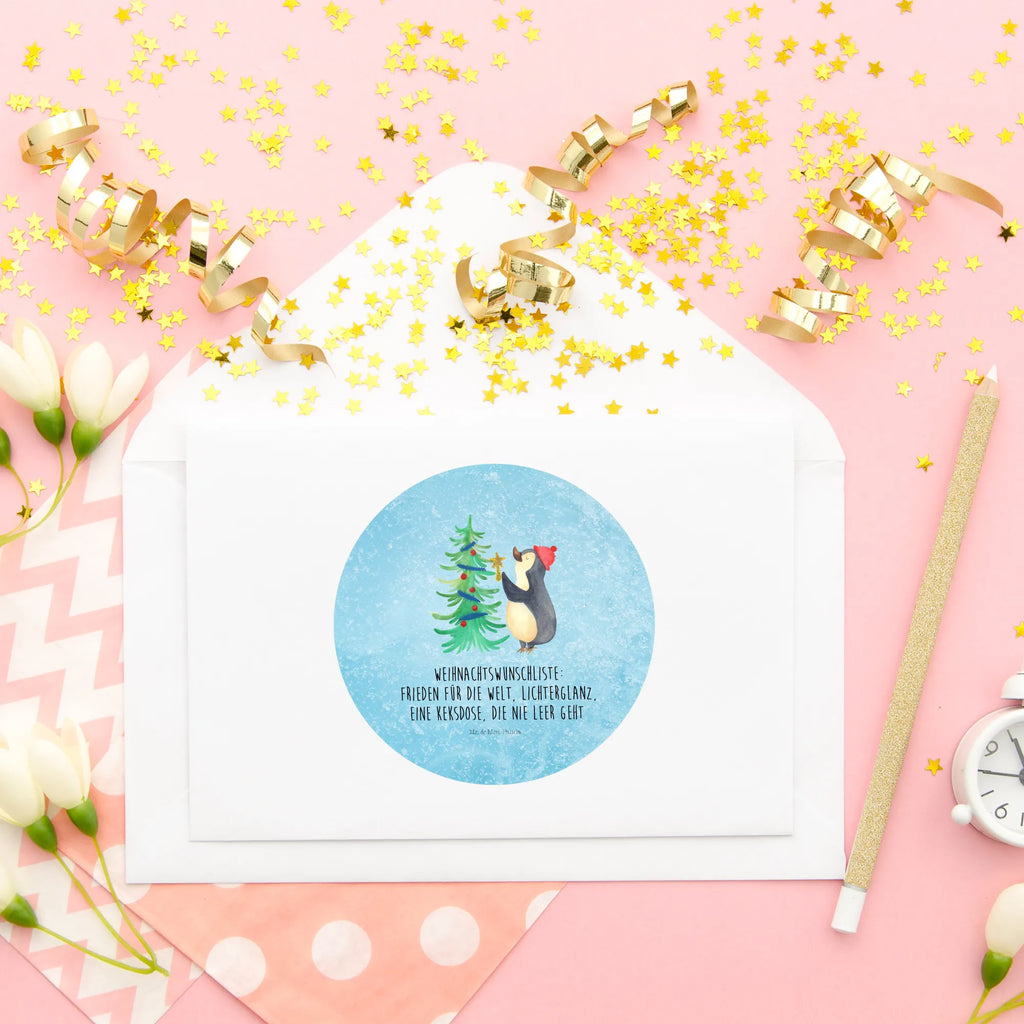 Rund Aufkleber Pinguin Weihnachtsbaum Aufkleber, Kinder, Etikett, Sticker, rund, Winter, Weihnachten, Weihnachtsdeko, Nikolaus, Advent, Heiligabend, Wintermotiv, Pinguin