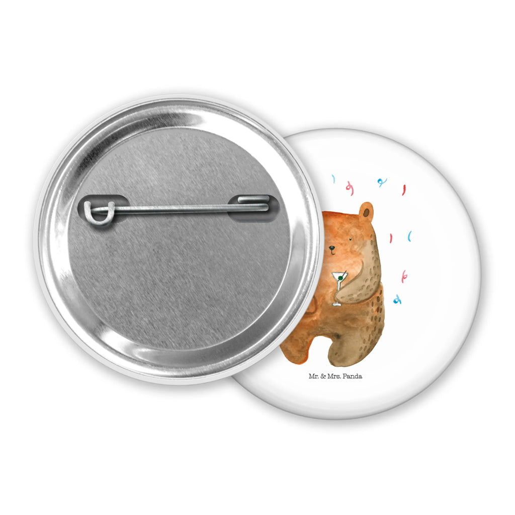 Button bear party Pin, Lapel Pin, Button, 50mm Button, bear, teddy, teddy bear, cuddly toy, Birthday present, Partying, Celebrate, Bring a present, Funny, Good mood, Present, Party, Birthday