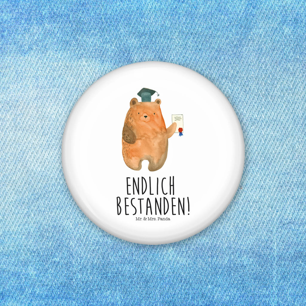 Button bear Test Lapel Pin, Pin, 50mm Button, Button, bear, teddy, teddy bear, cuddly toy, certificate, diploma, degree, examinations, Abitur, examination passed