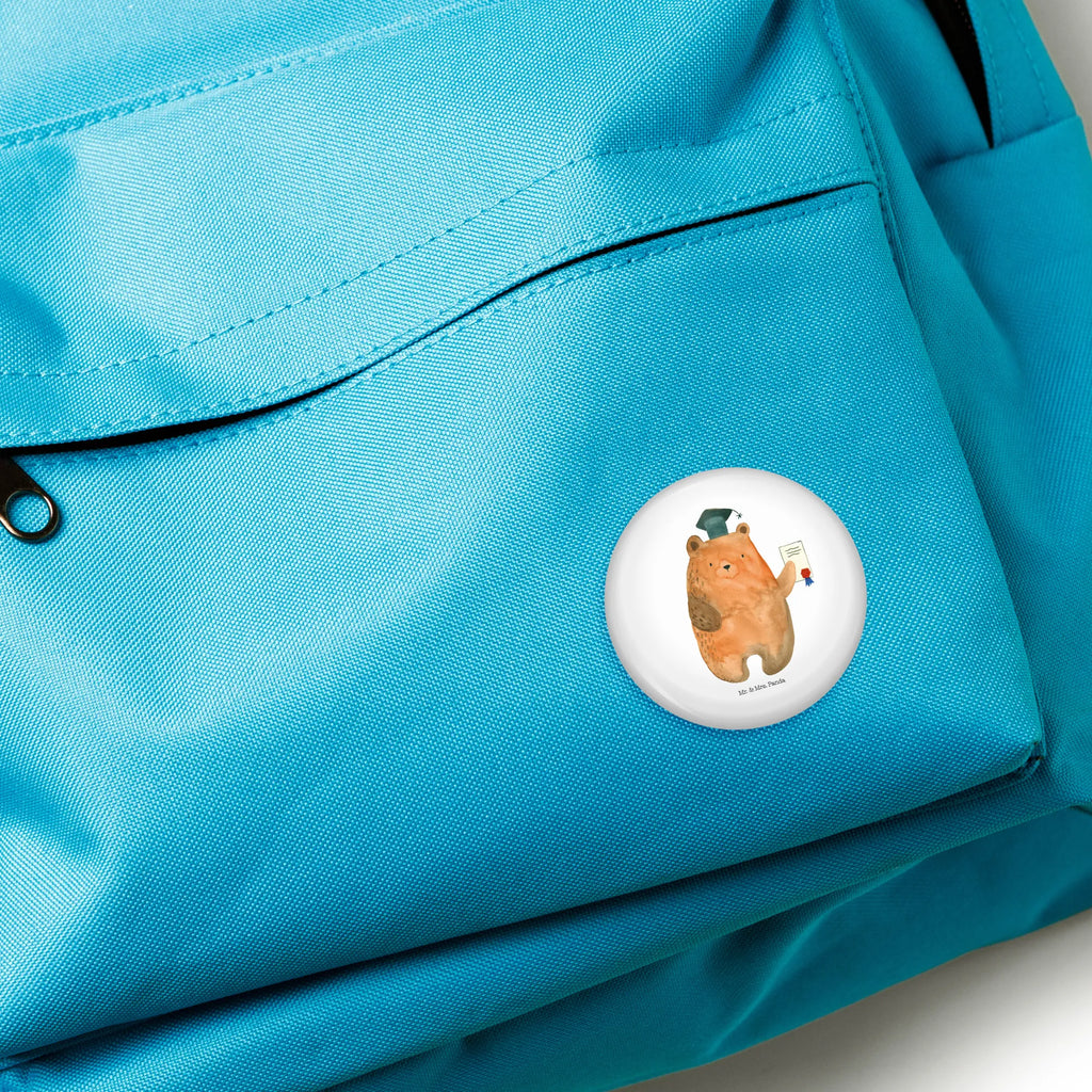 Button bear Test Lapel Pin, Pin, 50mm Button, Button, bear, teddy, teddy bear, cuddly toy, certificate, diploma, degree, examinations, Abitur, examination passed