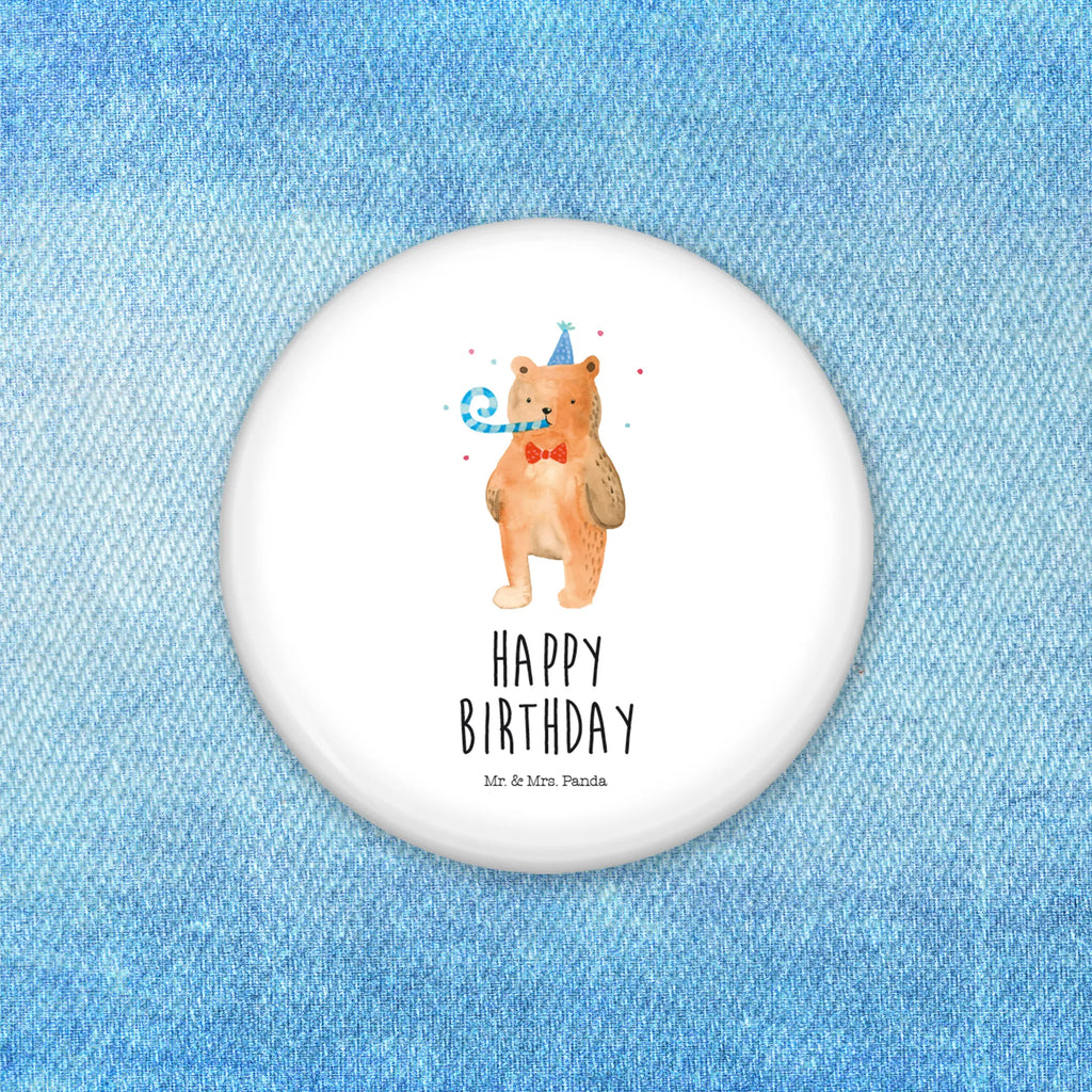 Button bear Birthday Lapel Pin, Button, Pin, 50mm Button, bear, teddy, teddy bear, cuddly toy, Happy birthday