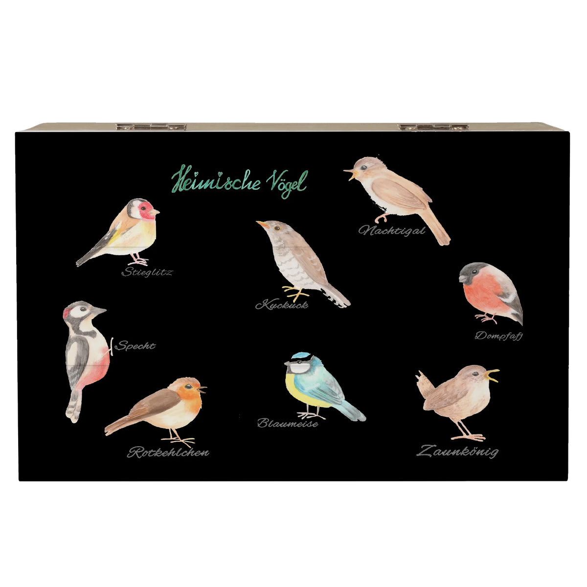 Wooden chest Native birds memory box, XXL, storage box, treasure chest, casket, Wooden box, box, decorative box, chest, Nature, joy of life, love, Native birds, Birds