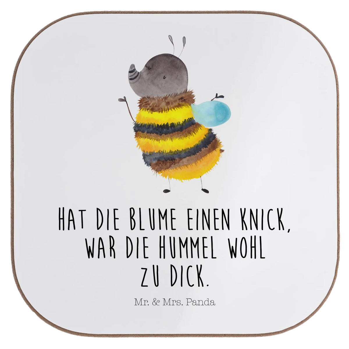 Square coaster bumblebee fluffy card, gift ideas, gifts, small animals, cute, cute animal motives, hand drawn, funny sayings, good mood, special gifts, animal lover, Nature, Bumblebee, Fluffy, Flower