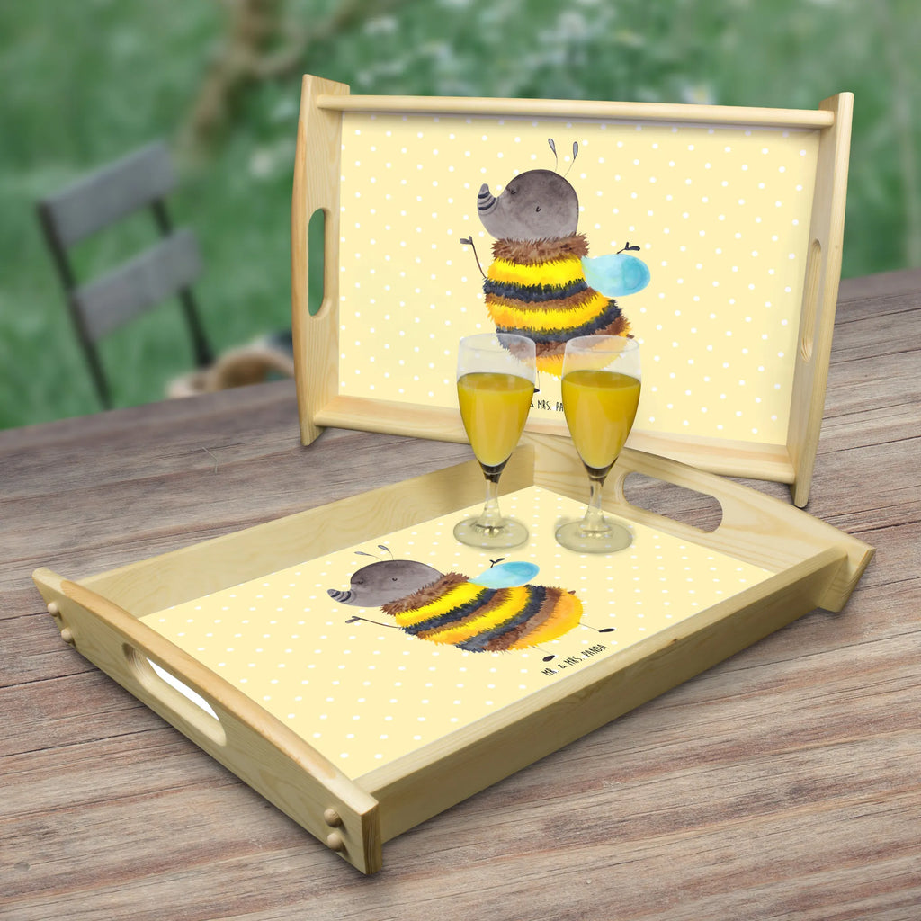 Serviertablett Hummel flauschig Frühstückstablett, Küchentablett, Serviertablett, Tablett, Dekotablett, Holztablett, Tiermotive, Gute Laune, lustige Sprüche, Tiere, Biene, Hummel, Natur, Blume, Flauschig