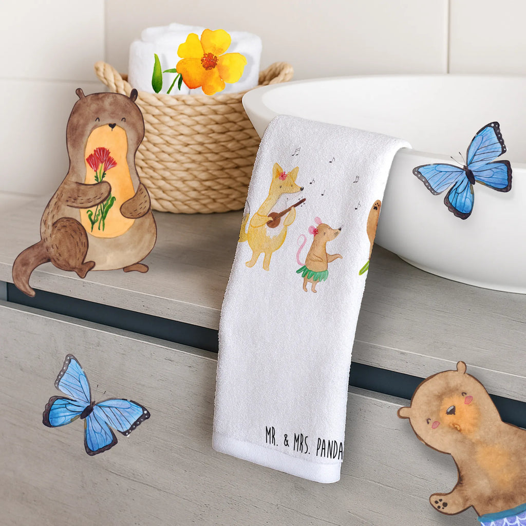 Hand towel forest animals Aloha children, bathroom, big, bath towel, Towel, towels, baby, small animals, cute, funny, cute animal motives, hand drawn, small world, funny sayings, good mood, happy, gifts, gift ideas, special gifts, animal lover, card, dancing, aloha, bear, forest animals, hedgehog, music, forest, rabbit, laughter, life