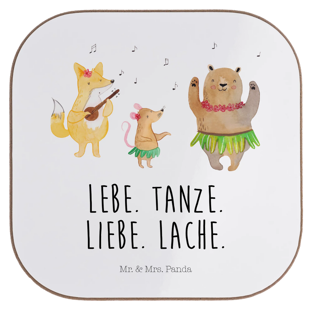 Square coaster forest animals Aloha Coasters, party, gifts, breakfast, presents, gift, glass coasters, small animals, cute, funny, cute animal motives, hand drawn, small world, funny sayings, good mood, happy, gift ideas, special gifts, animal lover, card, dancing, forest animals, forest, laughter, life, bear, aloha, hedgehog, rabbit, music