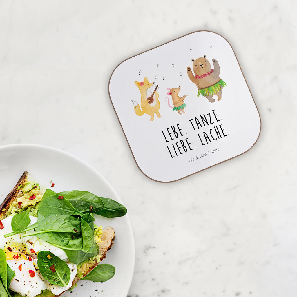 Square coaster forest animals Aloha Coasters, party, gifts, breakfast, presents, gift, glass coasters, small animals, cute, funny, cute animal motives, hand drawn, small world, funny sayings, good mood, happy, gift ideas, special gifts, animal lover, card, dancing, forest animals, forest, laughter, life, bear, aloha, hedgehog, rabbit, music