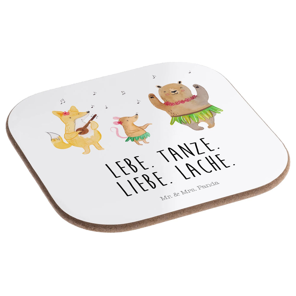Square coaster forest animals Aloha Coasters, party, gifts, breakfast, presents, gift, glass coasters, small animals, cute, funny, cute animal motives, hand drawn, small world, funny sayings, good mood, happy, gift ideas, special gifts, animal lover, card, dancing, forest animals, forest, laughter, life, bear, aloha, hedgehog, rabbit, music