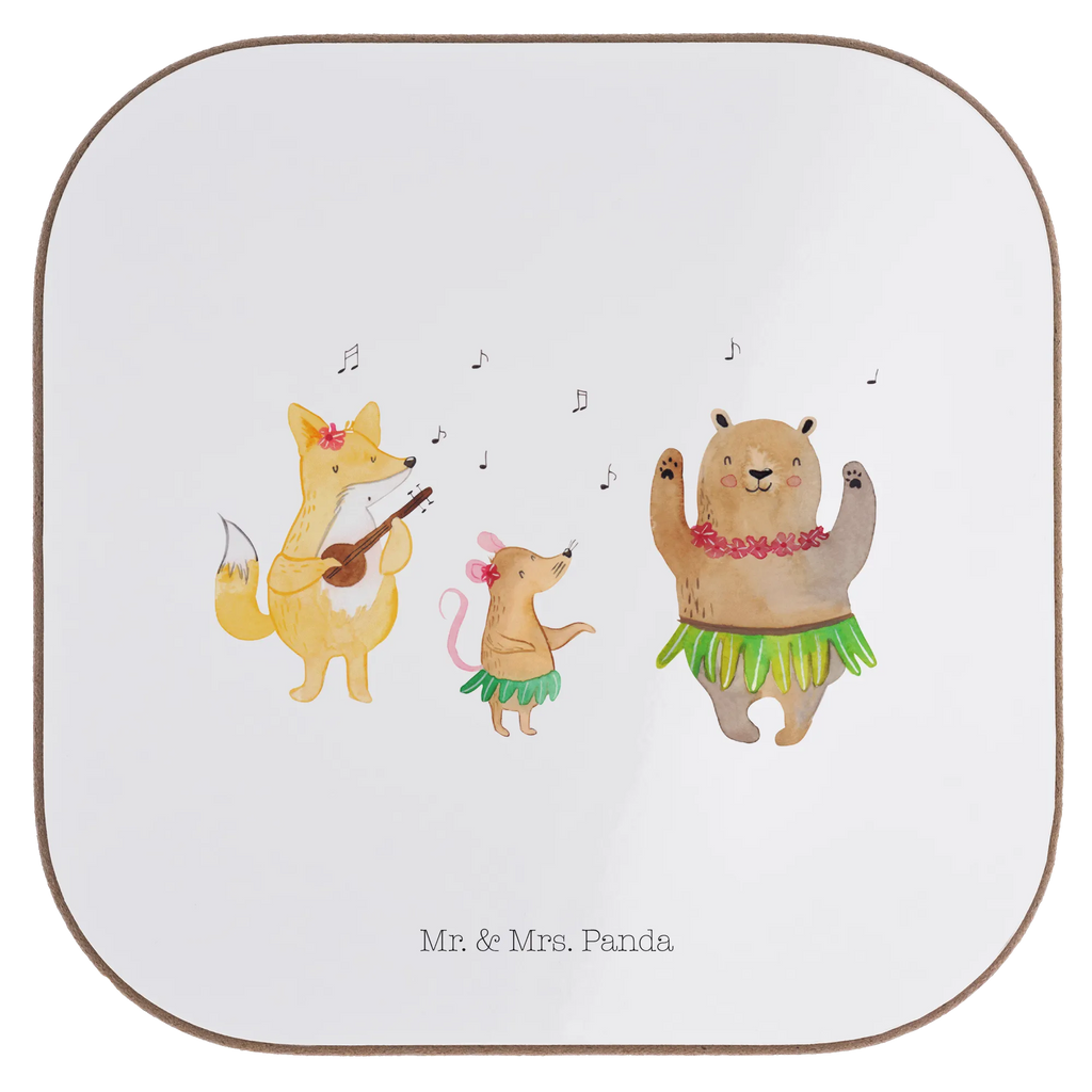 Square coaster forest animals Aloha Coasters, party, gifts, breakfast, presents, gift, glass coasters, small animals, cute, funny, cute animal motives, hand drawn, small world, funny sayings, good mood, happy, gift ideas, special gifts, animal lover, card, dancing, forest animals, forest, laughter, life, bear, aloha, hedgehog, rabbit, music