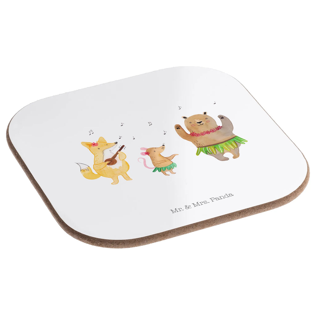 Square coaster forest animals Aloha Coasters, party, gifts, breakfast, presents, gift, glass coasters, small animals, cute, funny, cute animal motives, hand drawn, small world, funny sayings, good mood, happy, gift ideas, special gifts, animal lover, card, dancing, forest animals, forest, laughter, life, bear, aloha, hedgehog, rabbit, music