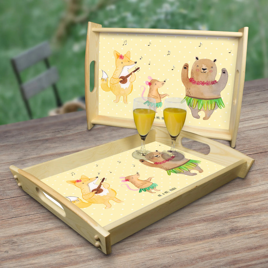 Serving tray forest animals Aloha breakfast tray, tray, kitchen tray, wooden tray, serving tray, small animals, cute, funny, cute animal motives, hand drawn, small world, funny sayings, good mood, happy, gifts, gift ideas, special gifts, animal lover, card, aloha, dancing, music, bear, laughter, hedgehog, life, forest, rabbit, forest animals
