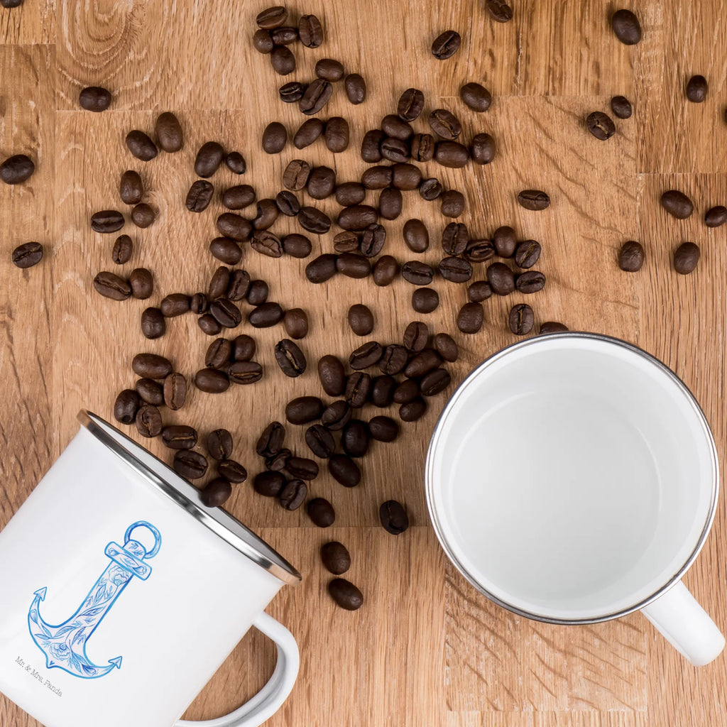 Kempingowy kubek emaliowany kotwica Niebieski Motywy zwierzęce, dobra energia, zabawne powiedzonka, zwierzęta