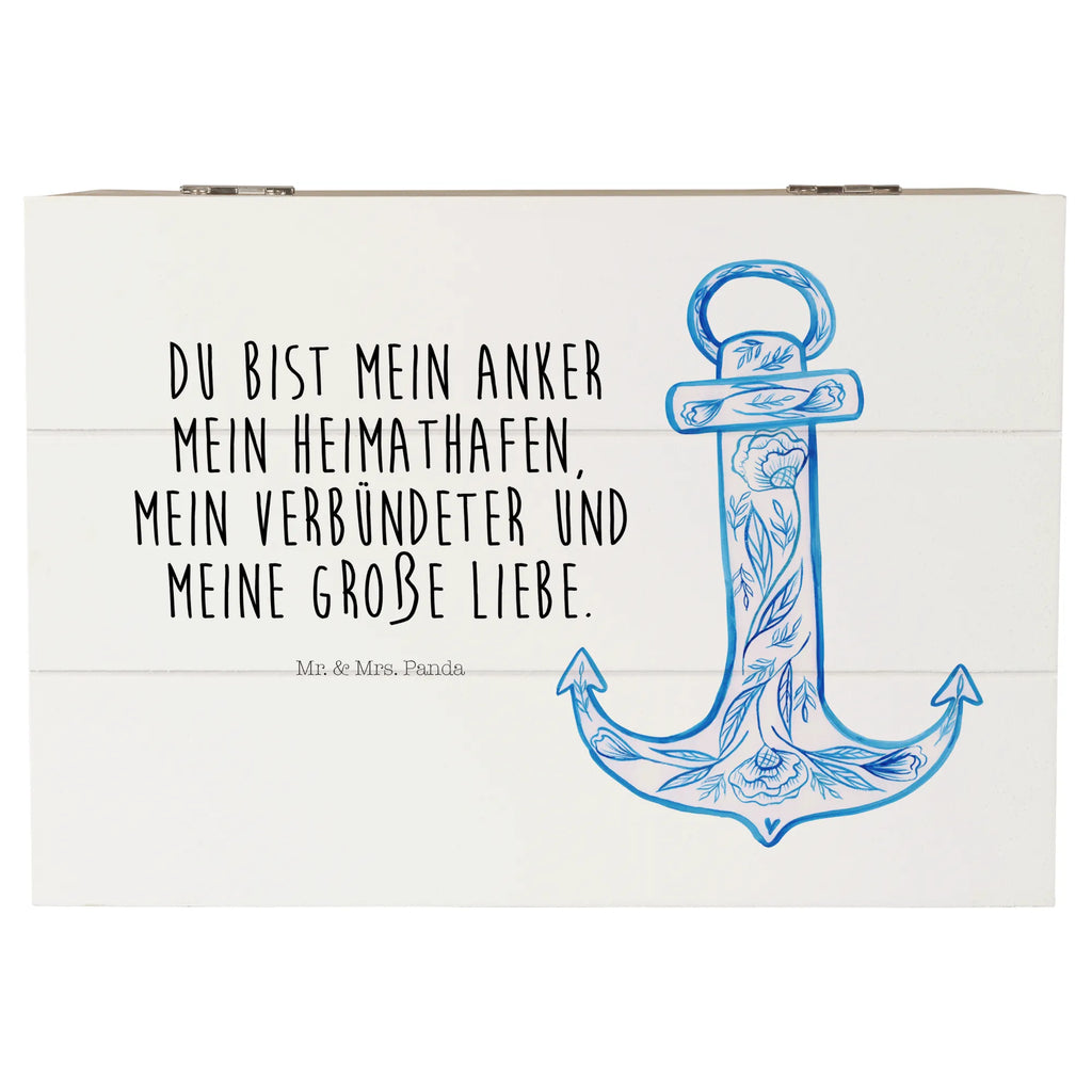 Holzkiste Anker Blau Schatzkiste, Dekokiste, Schatulle, Holzkiste, Geschenkdose, Geschenkbox, XXL, Aufbewahrungsbox, Truhe, Kiste, Erinnerungsbox, Erinnerungskiste, Tiermotive, Gute Laune, lustige Sprüche, Tiere