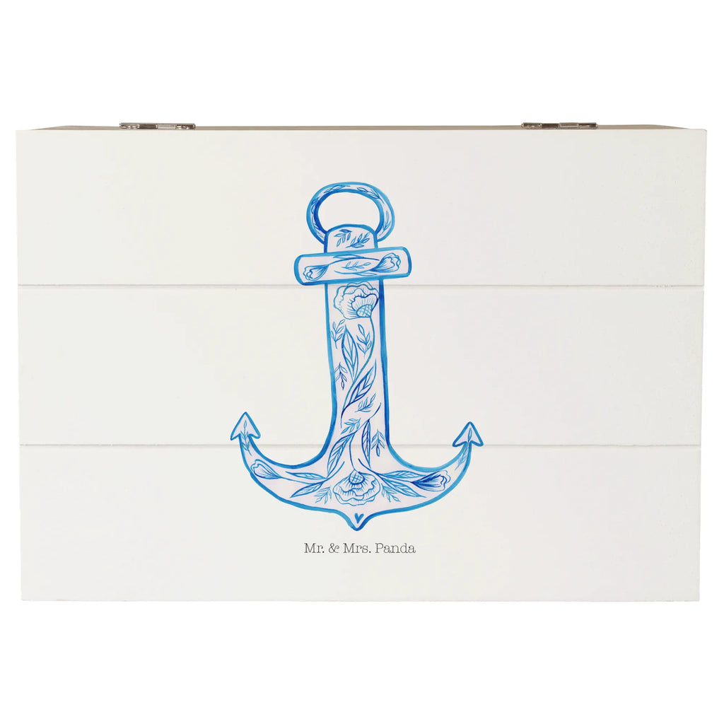 Holzkiste Anker Blau Schatzkiste, Dekokiste, Schatulle, Holzkiste, Geschenkdose, Geschenkbox, XXL, Aufbewahrungsbox, Truhe, Kiste, Erinnerungsbox, Erinnerungskiste, Tiermotive, Gute Laune, lustige Sprüche, Tiere