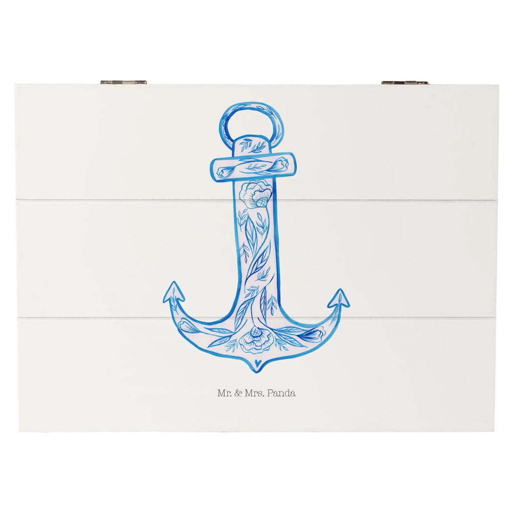 Holzkiste Anker Blau Schatzkiste, Dekokiste, Schatulle, Holzkiste, Geschenkdose, Geschenkbox, XXL, Aufbewahrungsbox, Truhe, Kiste, Erinnerungsbox, Erinnerungskiste, Tiermotive, Gute Laune, lustige Sprüche, Tiere