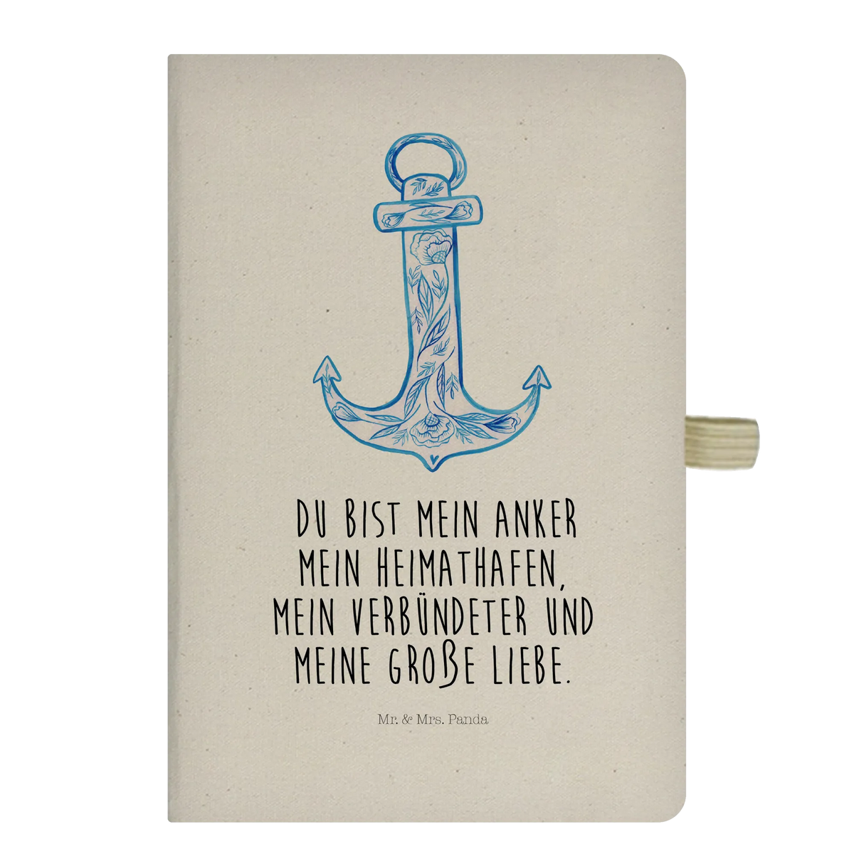 Baumwoll Notizbuch Anker Blau