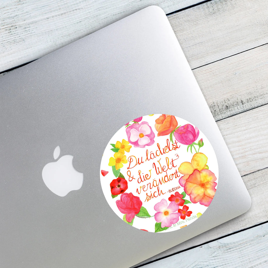 120mm okrągła naklejka Uśmiechasz się Dekoracje kwiatowe, dekoracje wiosenne, dekoracje letnie, dekoracja, pozytywna wiadomość, miłośnik natury, na zewnątrz, natura, przygoda