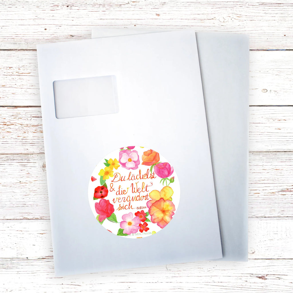 120mm okrągła naklejka Uśmiechasz się Dekoracje kwiatowe, dekoracje wiosenne, dekoracje letnie, dekoracja, pozytywna wiadomość, miłośnik natury, na zewnątrz, natura, przygoda