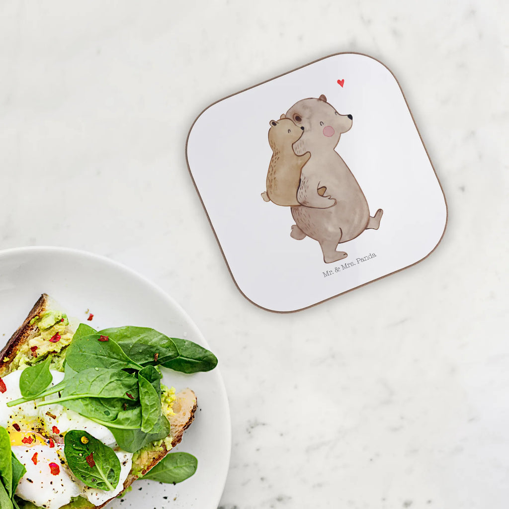 Square coaster Papa Bear gift, party, breakfast, presents, gifts, glass coasters, Coasters, Family, Father's Day, Mother's Day, brother, sister, Mom, Dad, daddy, dad, uncle, birthday, father's day, present