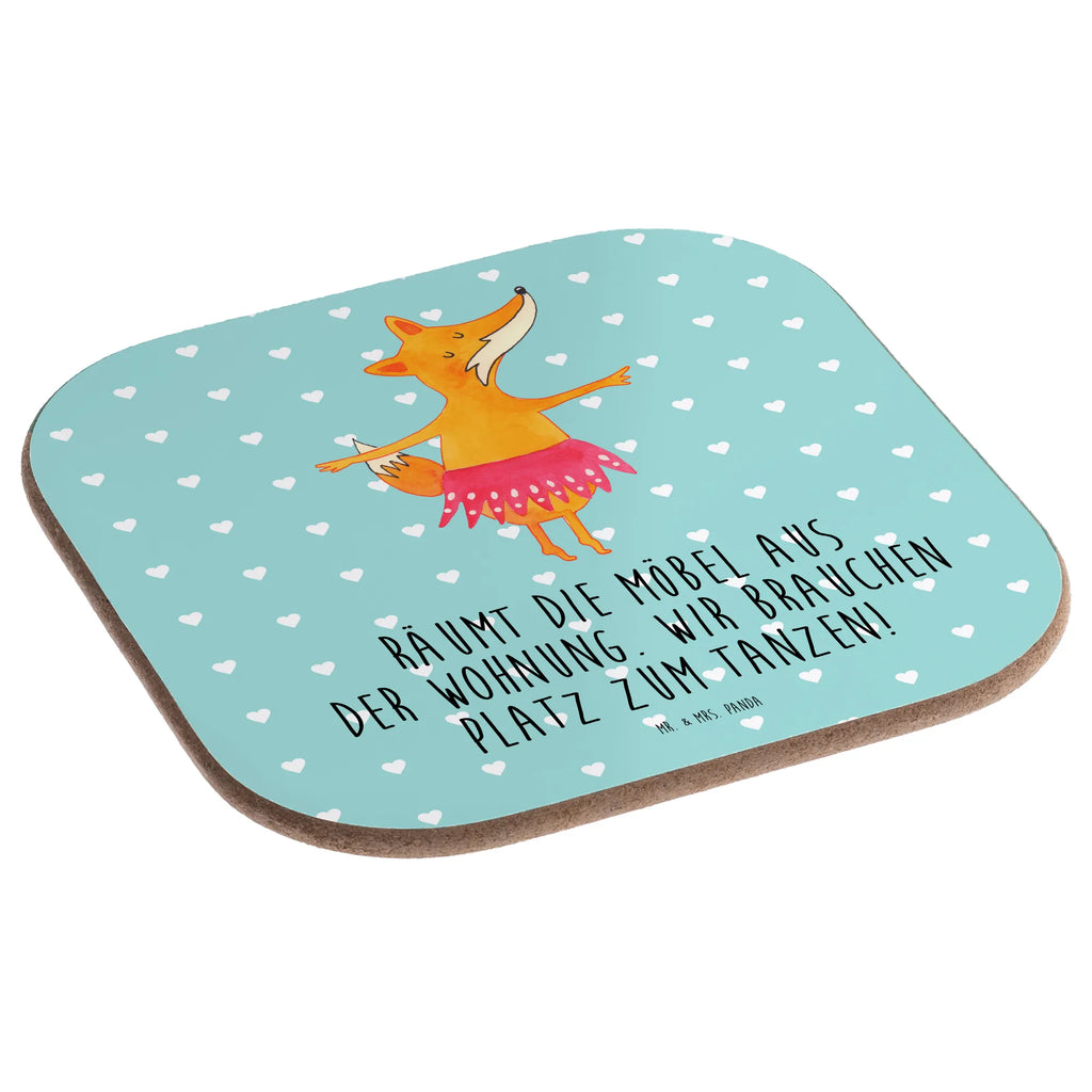 Square coaster Fox ballerina breakfast, gift, party, gifts, presents, glass coasters, Coasters, fox, foxes, forest wildlife, clever as a fox, animal lover, dancing, vixen, birthday, ballerina, ballet, dancer, invitation, fox saying