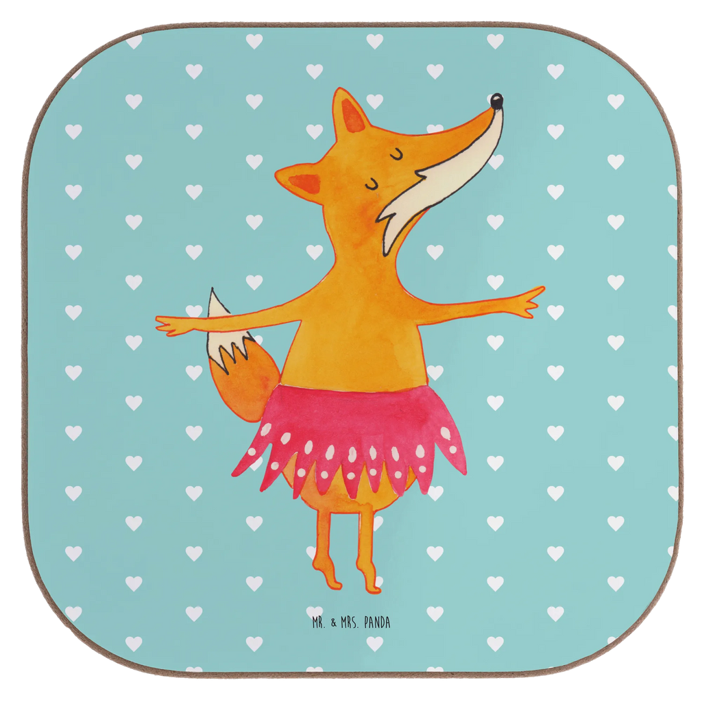 Square coaster Fox ballerina breakfast, gift, party, gifts, presents, glass coasters, Coasters, fox, foxes, forest wildlife, clever as a fox, animal lover, dancing, vixen, birthday, ballerina, ballet, dancer, invitation, fox saying