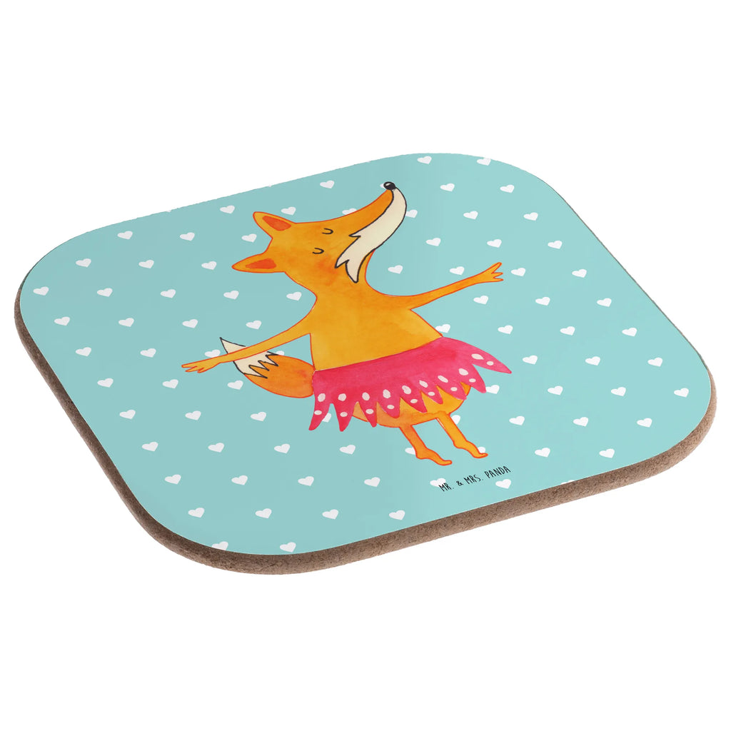 Square coaster Fox ballerina breakfast, gift, party, gifts, presents, glass coasters, Coasters, fox, foxes, forest wildlife, clever as a fox, animal lover, dancing, vixen, birthday, ballerina, ballet, dancer, invitation, fox saying