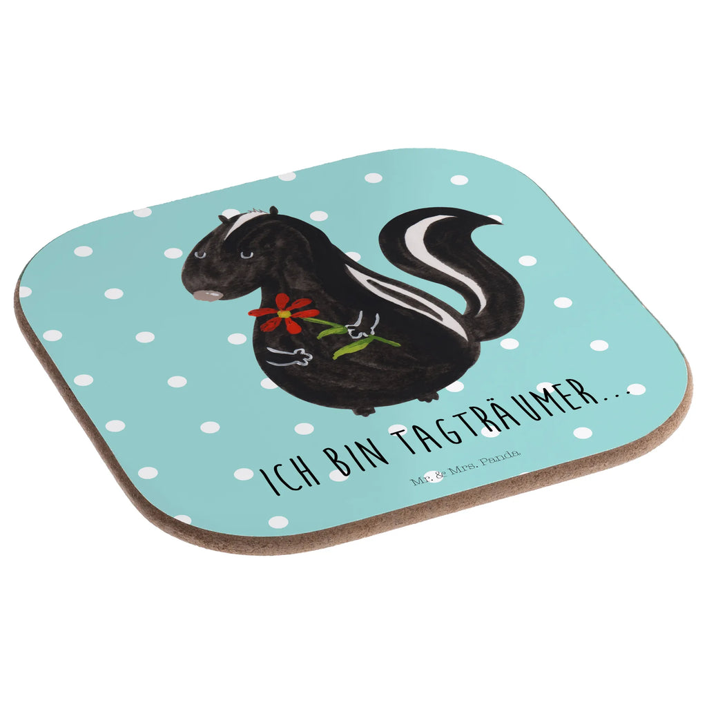 Square coaster skunk flower presents, gift, breakfast, party, Coasters, glass coasters, gifts, Skunk, dreamy, stink, skunk, predator, daydreamer, dreams, stinker, wild animal