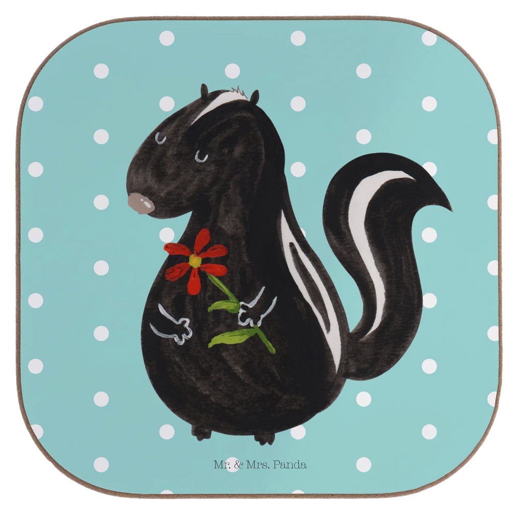 Square coaster skunk flower presents, gift, breakfast, party, Coasters, glass coasters, gifts, Skunk, dreamy, stink, skunk, predator, daydreamer, dreams, stinker, wild animal