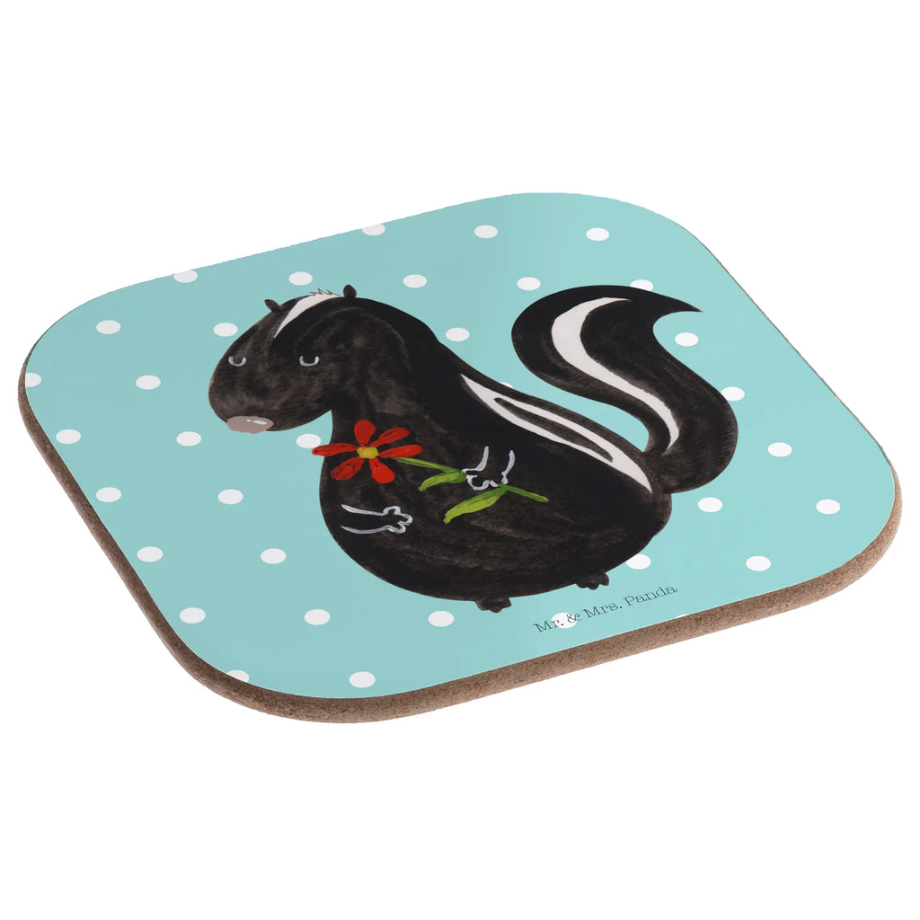 Square coaster skunk flower presents, gift, breakfast, party, Coasters, glass coasters, gifts, Skunk, dreamy, stink, skunk, predator, daydreamer, dreams, stinker, wild animal