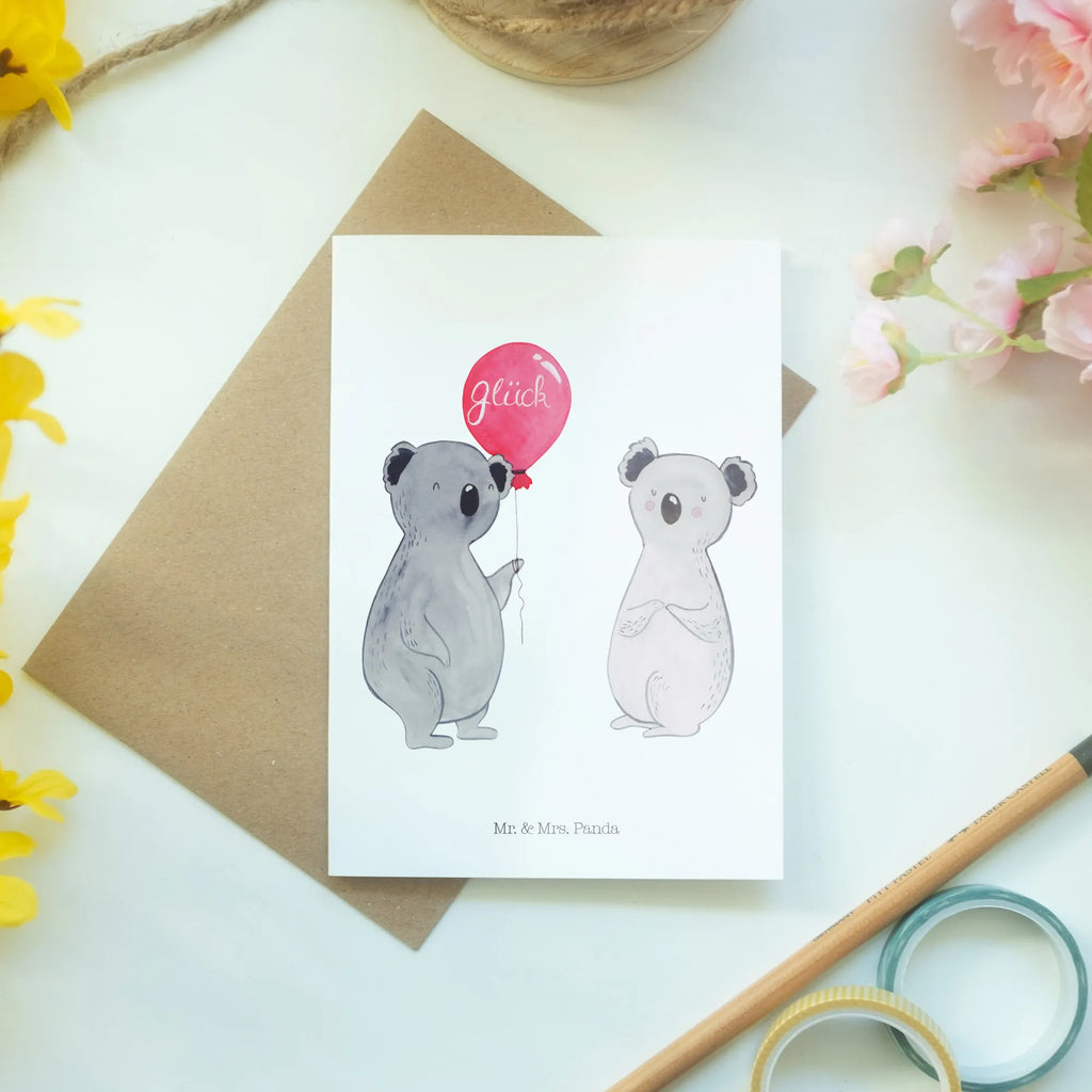 Greetings card Koala bear balloon Glückwunschkarte, Geburtstagskarte, Einladungskarte, Hochzeitskarte, Klappkarte, Karte, Grußkarte, Ansichtskarten, Koala, Koalabär, Luftballon, Party, Geburtstag, Geschenk