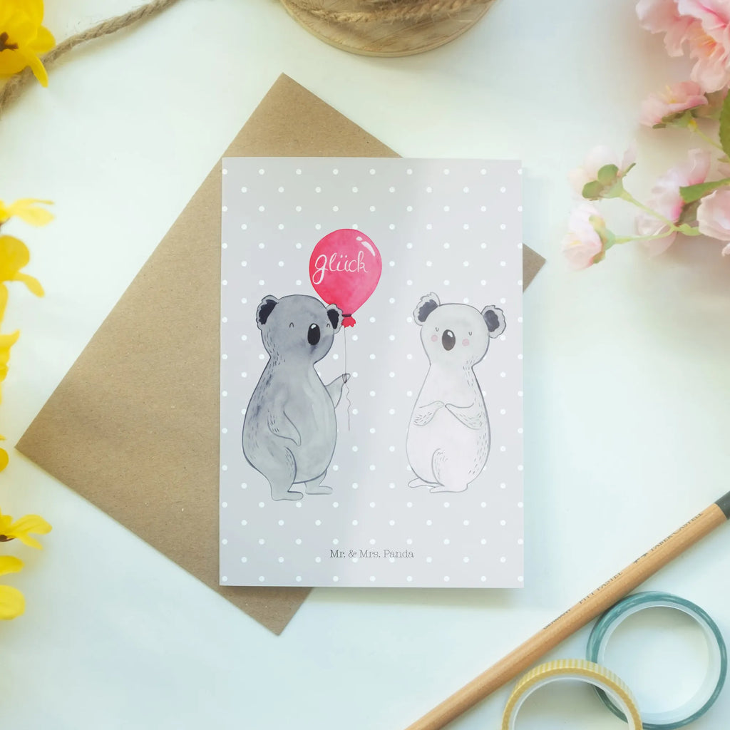 Greetings card Koala bear balloon Glückwunschkarte, Geburtstagskarte, Einladungskarte, Hochzeitskarte, Klappkarte, Karte, Grußkarte, Ansichtskarten, Koala, Koalabär, Luftballon, Party, Geburtstag, Geschenk