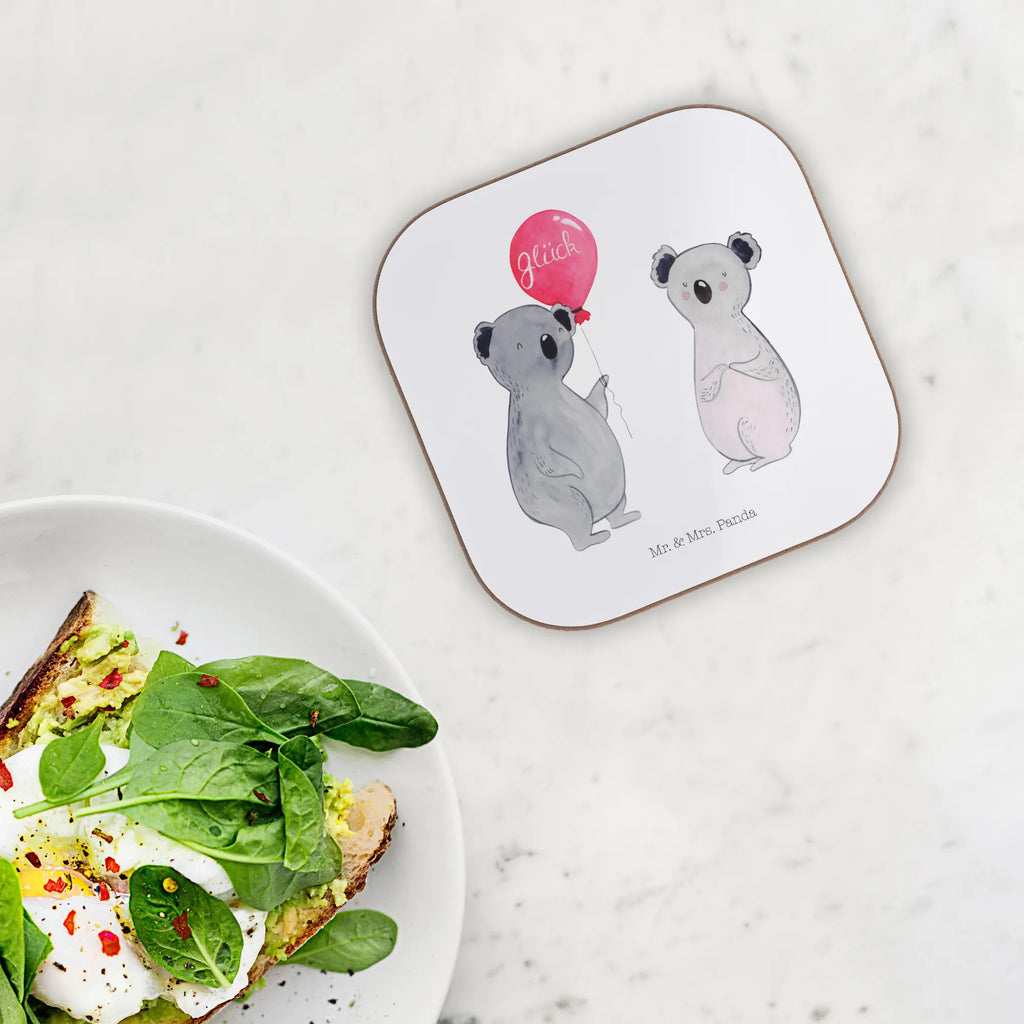 Square coaster Koala bear balloon presents, breakfast, party, gifts, glass coasters, gift, Coasters, Koala, balloon, birthday, present, koala