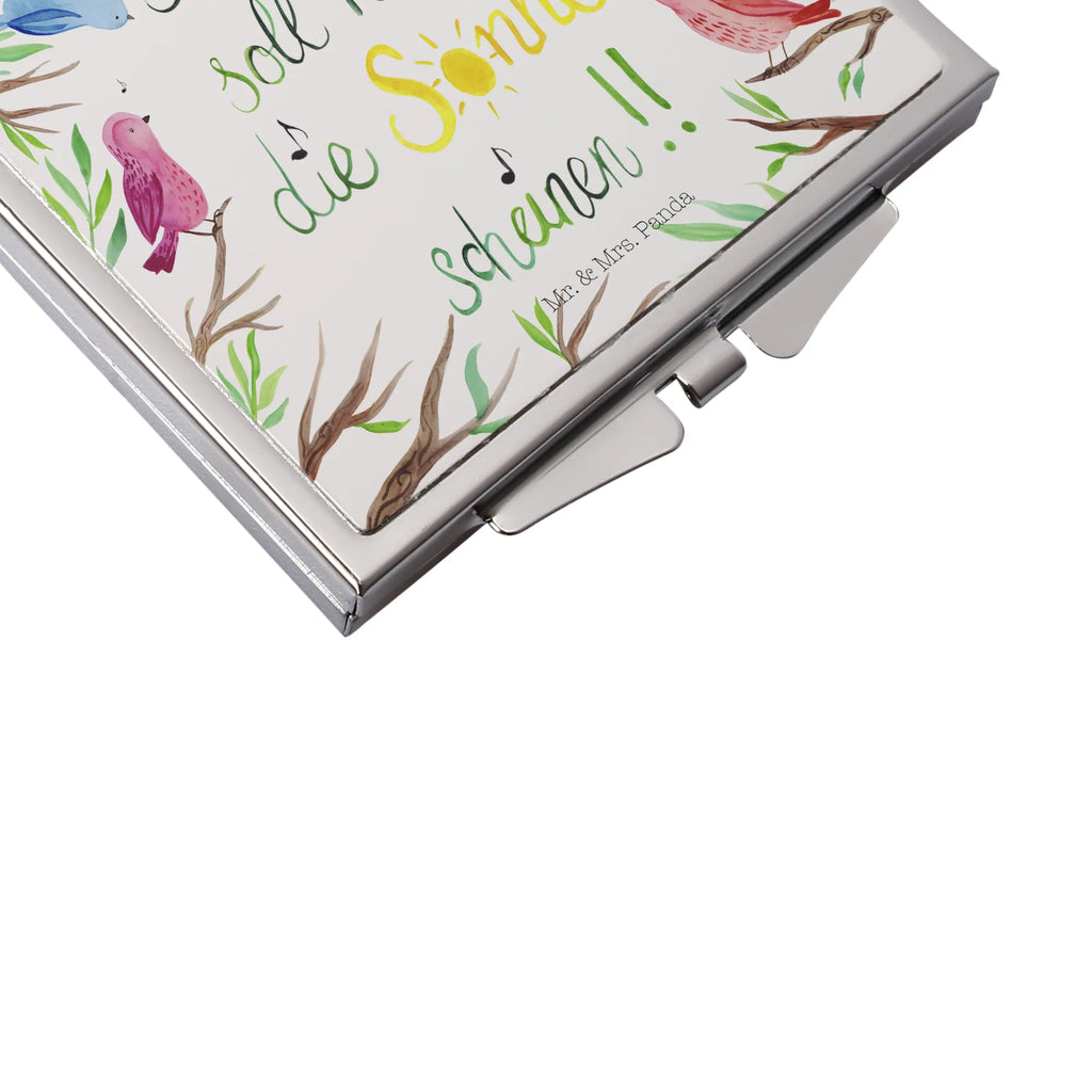 Kwadratowe lusterko do torebki Ptaki Słońce Dekoracje kwiatowe, dekoracje wiosenne, dekoracje letnie, dekoracja, pozytywna wiadomość, miłośnik natury, na zewnątrz, natura, przygoda