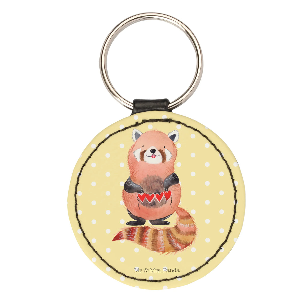 Round key ring red panda cute, cute animal motives, hand drawn, gift ideas, funny sayings, good mood, special gifts, animal lover, card, gifts, small animals, favourite person, heart, darling, red